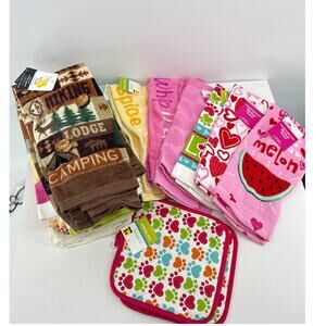 Huge Lot New Kitchen Towels Bright Colorful Dish Towels Holiday Seasonal